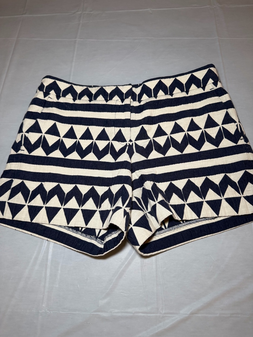 Ann Taylor Blue and White Geometric Bermudas
